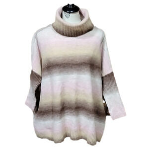 LOFT NWT pink and brown sweater.  Very wam and cozy. 3% wool.  size S
